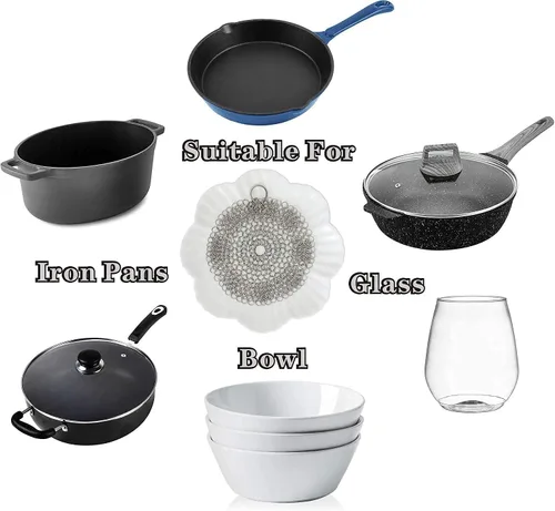 Miniatura 3 de Limpiador de sartén de hierro fundido de acero inoxidable 316L para sartenes de hierro fundido, cristalería para horno holandés, wok