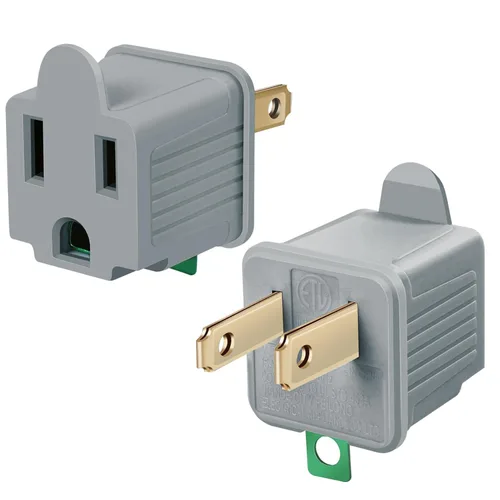 TENINYU Adaptador con tierra de 3 puntas a 2 puntas - Convertidor de toma de 3 puntas a 2 puntas para cable eléctrico, hogar, talleres, industrial,