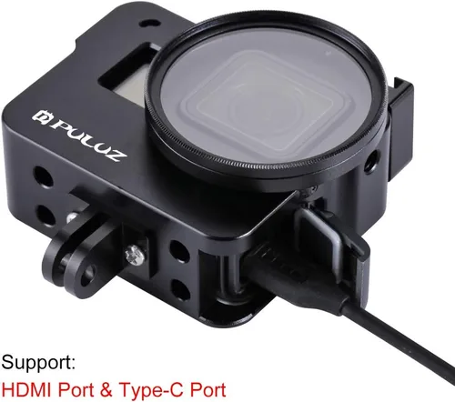 Miniatura 2 de PULUZ Funda de aleación de aluminio para GoPro Hero 7 Negro/New Hero 2018 / Hero 5 / Hero 6 carcasa CNC jaula protectora con soporte de zapata fría