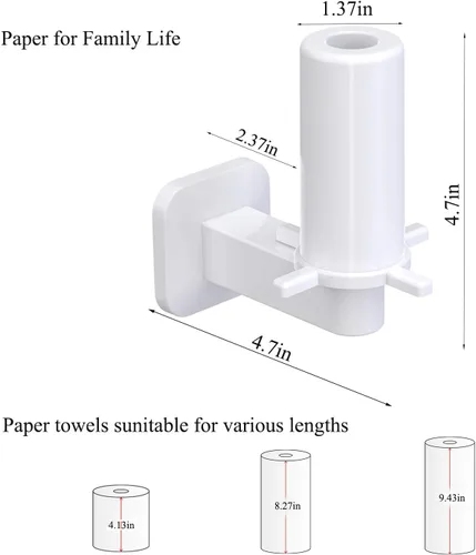Miniatura 2 de Soporte de papel higiénico autoadhesivo, soporte para toallas de papel, soporte para papel higiénico de baño, fácil instalación, sin taladrar Blanco