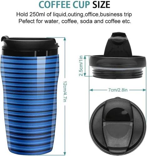 Miniatura 2 de Blue Corrugated Wall Art Coffee Cup Hot Coffee Travel Mug Reusable Iced Coffee Cups Double Heat Insulation Coffee Mug with Leak-Proof Lid Stylish