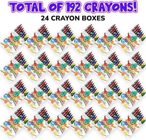 Miniatura 2 de ArtCreativity Paquetes de crayones a granel, 24 juegos de 8 paquetes de crayones (192 unidades), crayones de aula para estudiantes, recuerdos