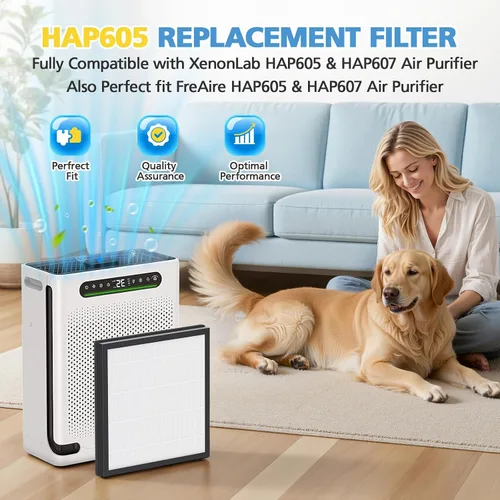 Miniatura 2 de HAP605 - Paquete de 2 filtros de repuesto para purificador de aire para FreAire HAP605 HAP607 y XenonLab HAP607 HAP605, filtros de carbón activado