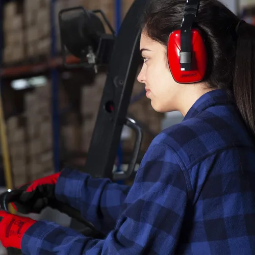 Miniatura 6 de JORESTECH Orejeras de seguridad para oído rojo y supresión de sonido de oído, diadema ajustable, protección ligera para construcción, dormir