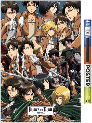 Miniatura 13 de Trends International Attack on Titan - Póster de pared, 22.375 x 34 pulgadas, póster y paquete de montaje Versión con marco negro