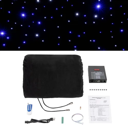 Miniatura 4 de Cortina de telón de fondo LED de 13 x 13 pies, cortina LED blanca + azul para escenario, cortina de tela de cielo estrellado DMX512 para eventos
