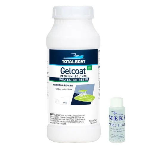 Miniatura 12 de TotalBoat Gelcoat marino para construcción de barcos, reparación y recubrimientos compuestos (blanco, galón con cera)