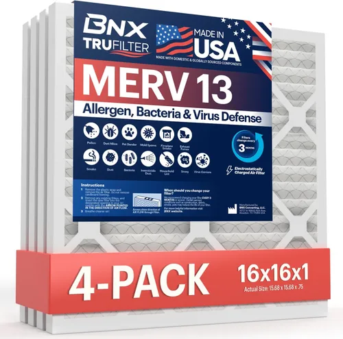 Miniatura 50 de BNX TruFilter - Filtro de aire 10 x 10 x 1 MERV 13, electrostático plisado, para aire acondicionado, HVAC y hornos, para alergias, polen, moho