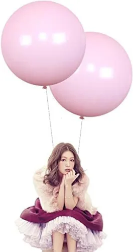 Miniatura 26 de Globos redondos de látex de 24 pulgadas, paquete de 10 globos grandes gruesos de color rosa macarrón para sesiones de fotos, bodas, baby shower