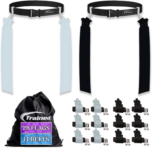 Miniatura 11 de Trained Cinturones de fútbol con bandera de hombre, juego de fútbol con bandera ajustable para equipos deportivos, entrenamiento y competencia