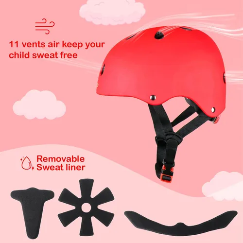 Miniatura 4 de KAMUGO - Casco de bicicleta para niños, casco para niños pequeños de 2 a 8 años, para niños y niñas, con equipo de protección deportiva, rodilleras