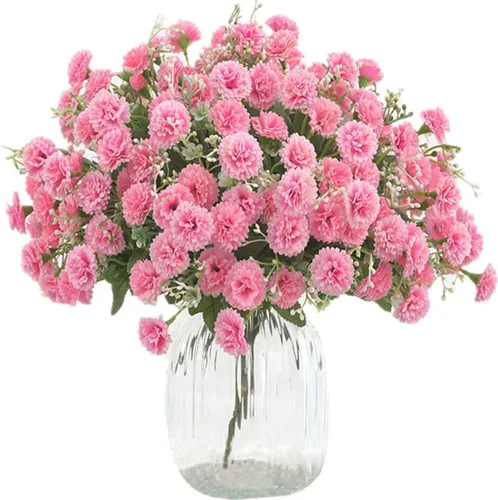 Miniatura 5 de 2 flores artificiales de clavel pequeñas a granel con tallos de seda, flores de clavel de seda para exteriores, bodas, hogar, hotel, decoración