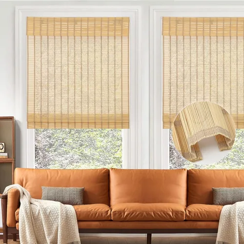 Persianas romanas de bambú sin cordón, persianas opacas personalizadas, persianas de bambú natural tejidas para ventanas, puerta de vidrio