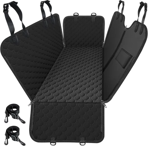 Miniatura 16 de Mancro Funda de asiento de automóvil para perro para asiento trasero, 2026 mejorada 600D, resistente, impermeable y resistente a los arañazos, Negro