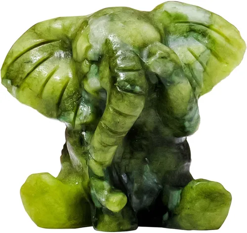Apengshi Figura de cristal natural, elefante de piedra cruda de jade, estatua decorativa de animal (elefante lindo)