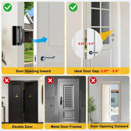 Miniatura 3 de Cerradura de seguridad para puertas del hogar, cerradura de refuerzo de metal mejorada, cerradura de seguridad para puertas de 3 pulgadas que Negro