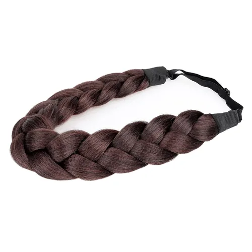 Miniatura 2 de Diadema de pelo sintético grueso, lanudo y esponjoso de 2 hebras de cabello trenzado, trenzado grueso, extensión elástica para mujeres y niñas