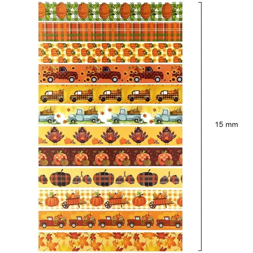 Miniatura 2 de allydrew Cinta decorativa Washi para álbumes de recortes, papelería, diario, fabricación de tarjetas (12 rollos), diversión de calabaza