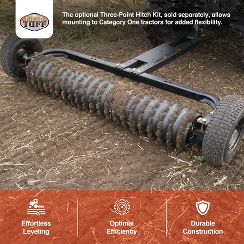Miniatura 3 de Field Tuff Cultipacker - Implemento agrícola duradero de 3 puntos de enganche de 48 pulgadas para preparación de suelos y reafirmante de lecho