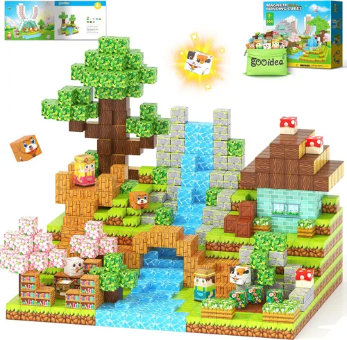 Miniatura 11 de 150 Bloques Magnéticos – Juego de Construcción de Minas Magnéticas, Juego de Construcciones STEM, Aventura en la Selva, Cubos Apilables Sensoriales