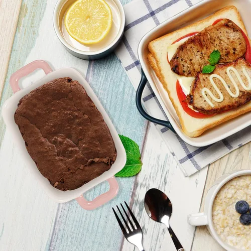 Miniatura 9 de Cabilock Bandeja de cerámica para horno de microondas, bandeja de porcelana de 8.26 x 4.72 x 1.88 pulgadas para hornear, lasaña, brownies, asar