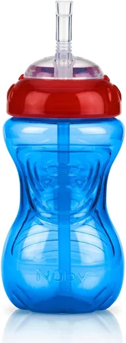 Miniatura 9 de Nuby Vaso antiderrames con popote flexible (paquete de 3) botellas de 10 onzas, vasos para sorber para niños pequeños de 12 meses en adelante, tazas
