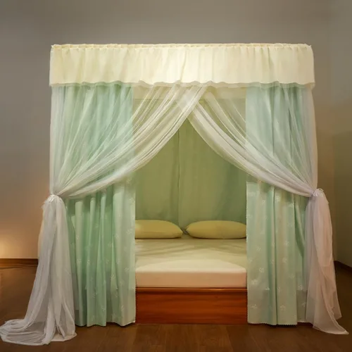 Miniatura 4 de Dosel de cama de 4 postes de esquina de princesa y bonita mosquitera para cama de niñas, dormitorio de adultos, habitaciones de niños; red