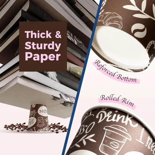 Miniatura 3 de Fit Meal Prep Tazas de café de 8 onzas, 500 unidades, taza caliente a prueba de fugas, taza de café de papel desechable a granel para bebidas