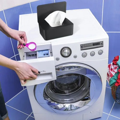 Miniatura 6 de Newtay Soporte de hojas para secadora con tapa con bisagras, dispensador de hojas de plástico para secadora, caja de almacenamiento, suavizante