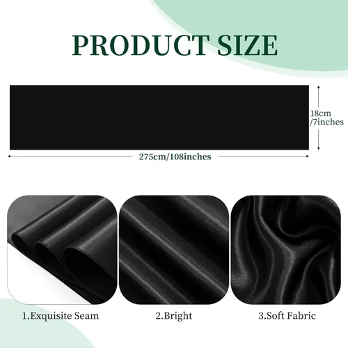 Miniatura 2 de Showgeous 60 cintas decorativas de satén negro para silla, lazos para decoración de banquetes, fiestas, baby shower, eventos (7 x 108 pulgadas)