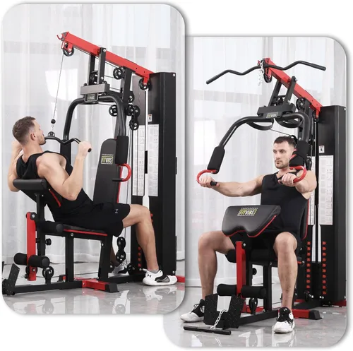 Miniatura 6 de Fitvids Home Gym Equipment, Multifunctional Full Body Workout Weight Machine Station with Weight Stack, All in One Exercise Equipment with Pulley