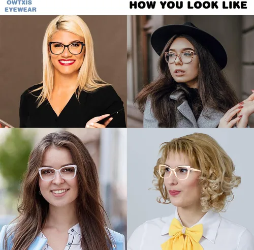 Miniatura 3 de Paquete de 4 lentes de lectura de ojo de gato de gran tamaño para mujer, ligeros marcos grandes, lectores de moda +2.00 Paquete de 4