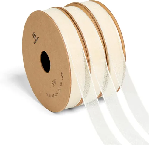 Miniatura 8 de Vitalizart - 3/8" x 90 yardas de cinta de organza, juego de 9 rollos x 10 yardas de cinta transparente para envolver regalos, manualidades, lazos