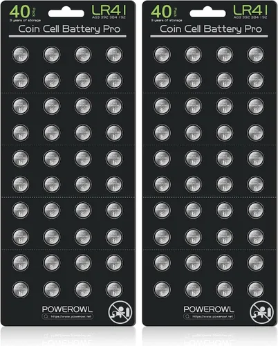 Miniatura 7 de POWEROWL Baterías LR41 de alta capacidad, paquete de 40 unidades, AG3 L736 392 384 192 pilas alcalinas premium de 1.5 V con botón