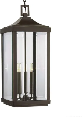 Miniatura 7 de Urban Ambiance Lámpara colgante colonial de lujo para exteriores, tamaño grande: 23-3/4" x 9-1/2", con elementos estilo granja, acabado de bronce