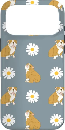 Miniatura 22 de Funda para iPhone 11 Pro English Bulldog and Daisy Flower Pattern Dusty Blue