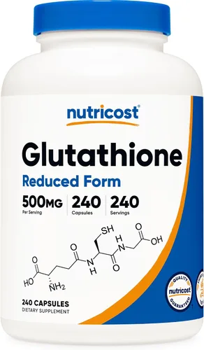Nutricost Cápsulas de glutatión de 500 mg, 240 cápsulas, sin gluten, sin OMG