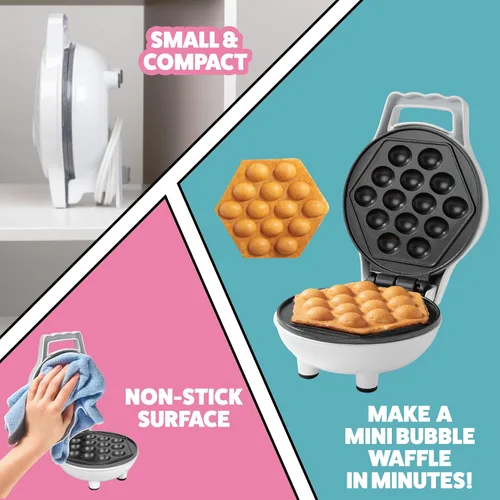 Miniatura 2 de Mini waflera de burbujas, diversión para el desayuno con diseño de huevo de Hong Kong, plancha individual de 4 pulgadas, panadero eléctrico