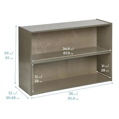 Miniatura 3 de ECR4Kids Streamline - Armario de almacenamiento de 2 estantes de una cara, 24 pulgadas, muebles de aula, gris lavado