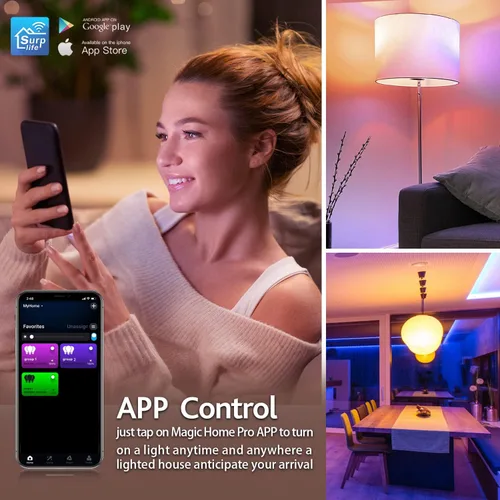Miniatura 4 de Bombillas inteligentes, bombilla LED regulable que cambia a todo color, compatible con Alexa y Google Assistant, certificado UL FCC, WiFi de 2.4
