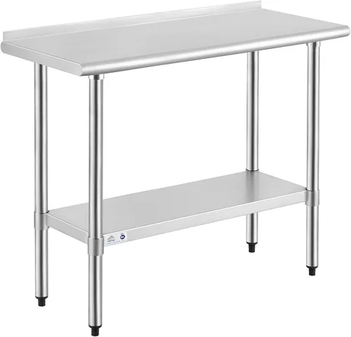 Miniatura 64 de Mesa de acero inoxidable para preparación y trabajo con protector contra salpicaduras, 24x72 pulgadas