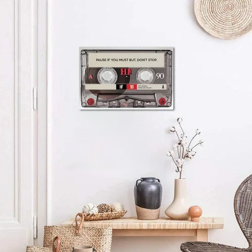 Miniatura 3 de Pause If You Must but Don't Stop Positive Quotes Posters and Prints - Lienzo inspirador, arte de pared, cinta retro para amantes de la música