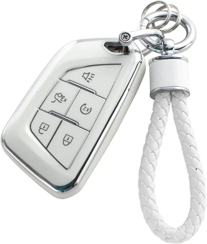 Miniatura 26 de YO&YOYE - Funda para llavero Ford con llavero, protector de llavero de TPU suave para F150 Explorer Mustang Edge Lincoln MKZ MKX MKC