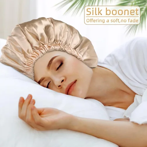 Miniatura 2 de Capó de satén de seda capó capó para dormir capó de satén para cabello natural capo para mujeres capó de seda para cabello natural (champán)