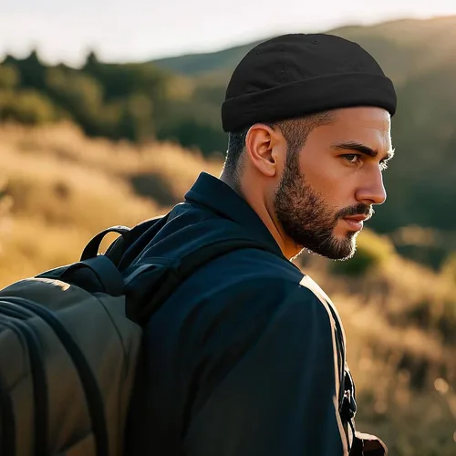 Miniatura 5 de Croogo Brimless Docker - Gorro unisex enrollado con puños enrollados, gorro de algodón sin visera, gorro de algodón para propietario, gorra casual