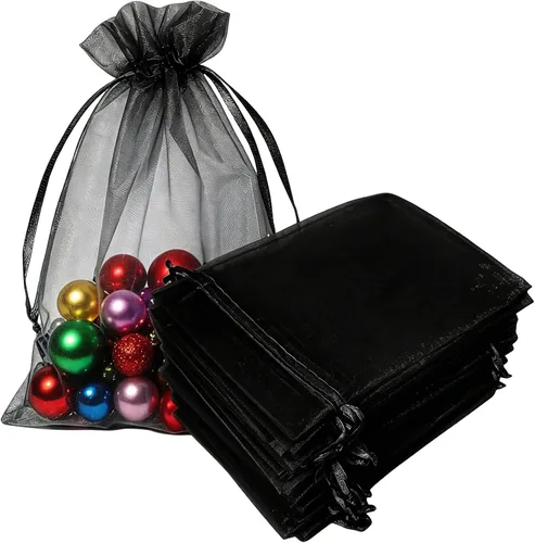 Miniatura 33 de 100 bolsas de organza con cordón de regalo para joyas, galletas, malla de tela transparente de 5 x 7 pulgadas, bolsa reciclable duradera para baby