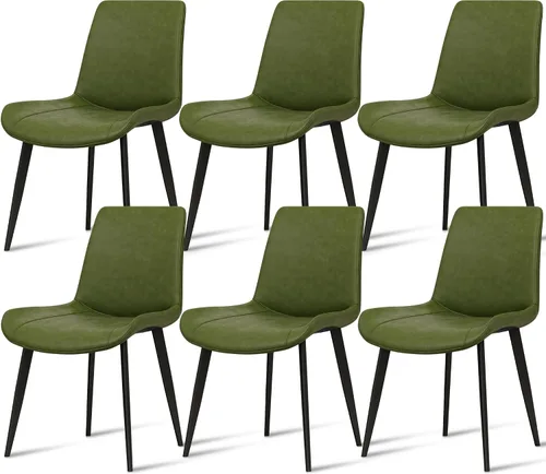 Miniatura 19 de Juego de 4 sillas de comedor, modernas sillas de comedor tapizadas de piel sintética con patas de metal resistentes y respaldo cómodo, sillas Marrón