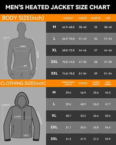 Miniatura 6 de ALI SEA Chaqueta térmica para hombre, chaqueta térmica eléctrica para hombre, abrigo térmico con 3 modos y 15 zonas de calor