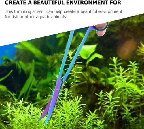 Miniatura 3 de POPETPOP Tijeras curvadas para acuario recortador de plantas subacuáticas Depósito de peces Herramienta de paisajismo de recorte de poda