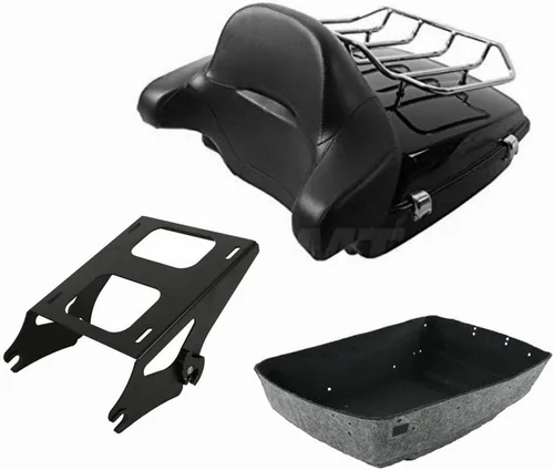 Miniatura 5 de TCT-MOTORPARTS Maletero y respaldo negro mate cortado para Harley Touring Electra Street CVO Road King Glide 2014-2025